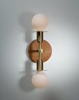 Double Sphere Disc Oak Mount Wall Light Sconce