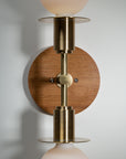 Double Sphere Disc Oak Mount Wall Light Sconce