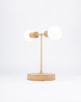 Oslo Double Sphere Dim to Warm Oak Table Lamp