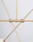 Six Matte Sphere Articulating Satin Brass Pendant