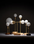 Smoked Oak Pebble Double Disc Sphere Table Lamp