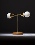 Smoked Oak Pebble Double Disc Sphere Table Lamp