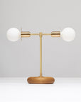 Smoked Oak Pebble Double Disc Sphere Table Lamp