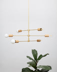 Triple Teir Brass Pendant Oak