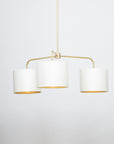 Three arm brass pendant porcelain silk