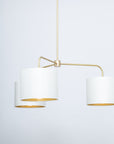 Three arm brass pendant porcelain silk