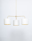 Three arm brass pendant porcelain silk