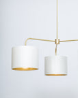 Three arm brass pendant porcelain silk