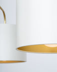 Three arm brass pendant porcelain silk