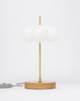 Opal Globe Oak Table Lamp