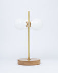 Opal Globe Oak Table Lamp