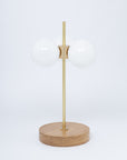 Opal Globe Oak Table Lamp