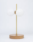 Opal Globe Oak Table Lamp