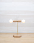 Double Tala Porcelain Handturned Oak Table Lamp