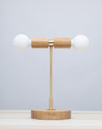 Double Tala Porcelain Handturned Oak Table Lamp