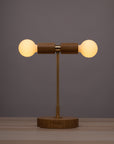 Double Tala Porcelain Handturned Oak Table Lamp