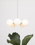 Pentamerous Matte Glass Sphere Satin Brass Pendant