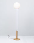 Matte Glass Sphere Light Engine Oak Floor Lamp