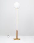 Matte Glass Sphere Light Engine Oak Floor Lamp