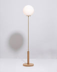 Matte Glass Sphere Light Engine Oak Floor Lamp