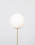 Matte Glass Sphere Light Engine Oak Floor Lamp