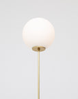 Matte Glass Sphere Light Engine Oak Floor Lamp