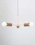 Walnut Triple Arm Pendant Satin Brass Stem 3 x Tala Porcelain ii