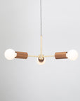 Walnut Triple Arm Pendant Satin Brass Stem 3 x Tala Porcelain ii