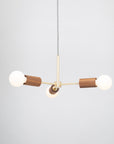 Walnut Triple Arm Pendant Satin Brass Stem 3 x Tala Porcelain ii