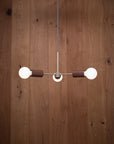 Walnut Triple Arm Pendant Satin Brass Stem 3 x Tala Porcelain ii