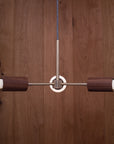 Walnut Triple Arm Pendant Satin Brass Stem 3 x Tala Porcelain ii