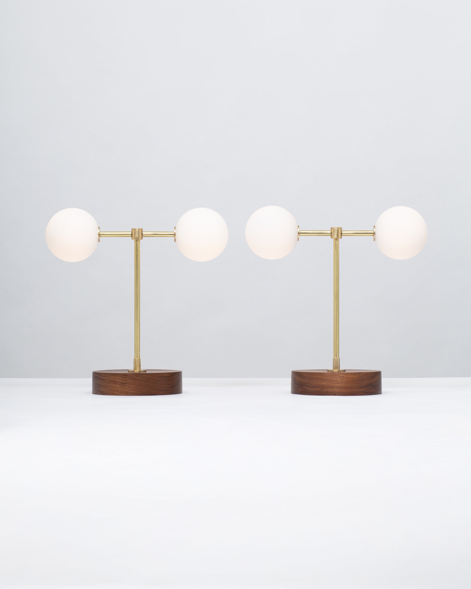 Double Matte Globe American Black Walnut Table Lamp