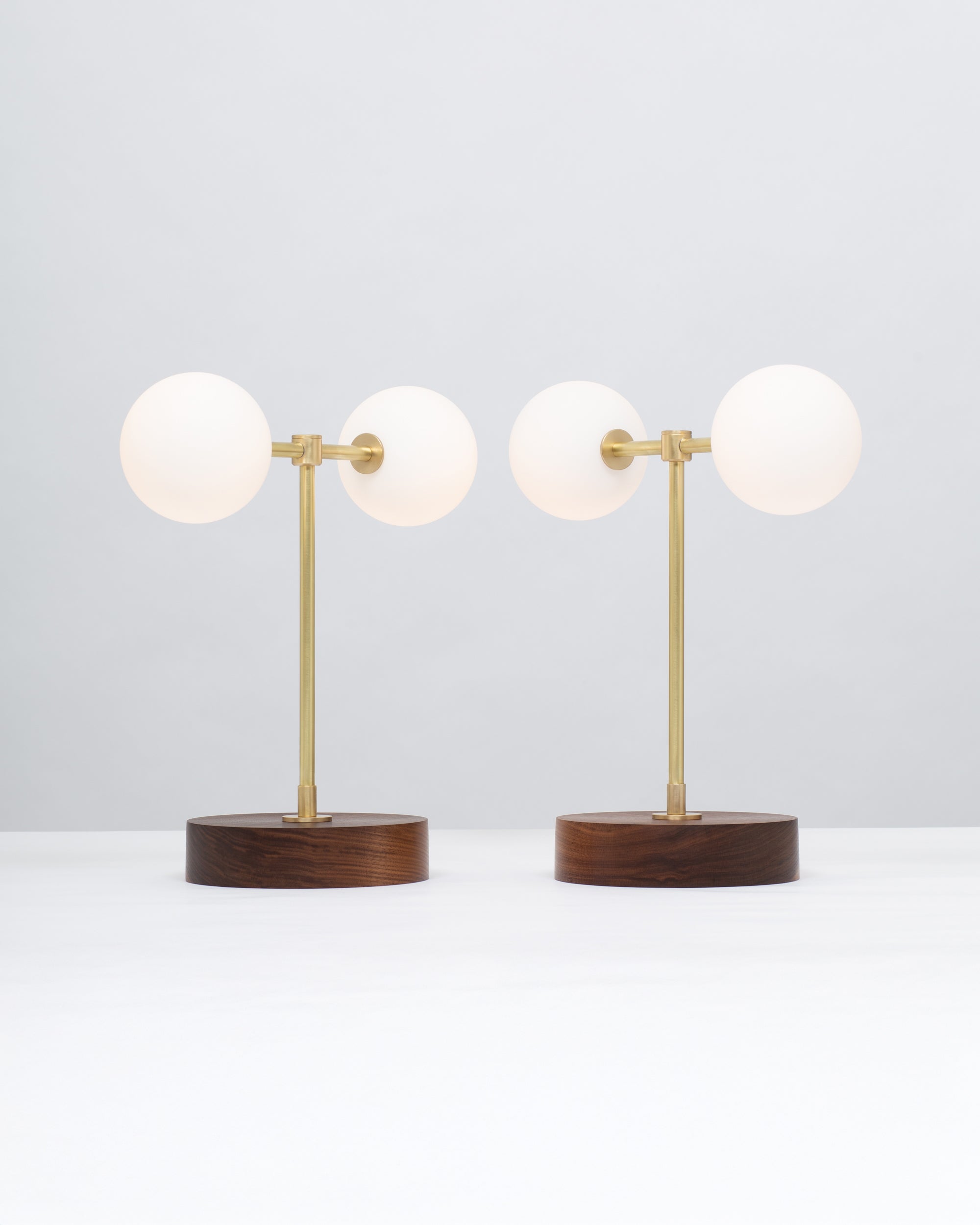 Double Matte Globe American Black Walnut Table Lamp