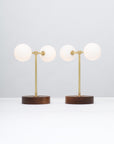 Double Matte Globe American Black Walnut Table Lamp