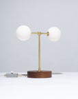 Double Matte Globe American Black Walnut Table Lamp