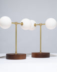 Double Matte Globe American Black Walnut Table Lamp