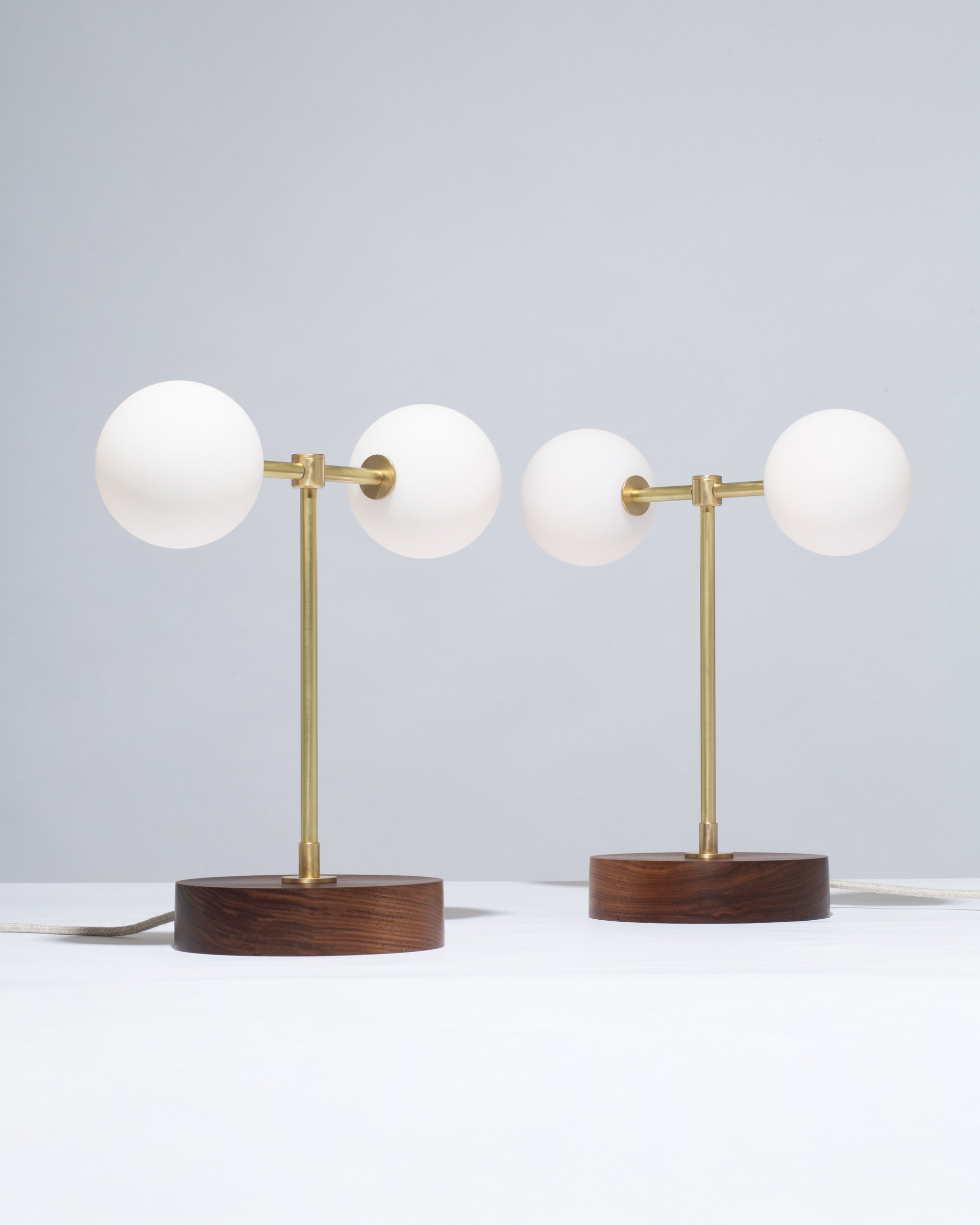 Double Matte Globe American Black Walnut Table Lamp