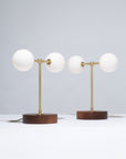 Double Matte Globe American Black Walnut Table Lamp