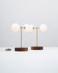 Double Matte Globe American Black Walnut Table Lamp