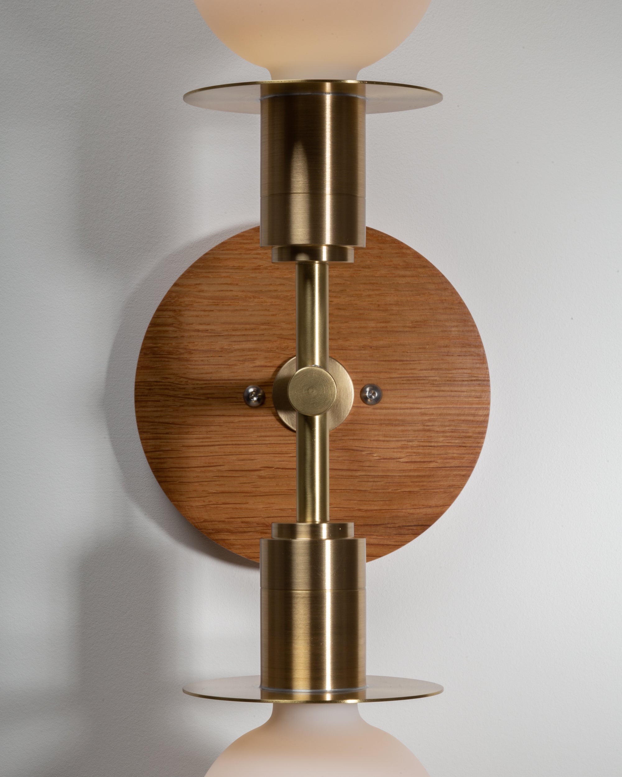 Double Sphere Disc Oak Mount Wall Light Sconce