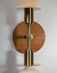 Double Sphere Disc Oak Mount Wall Light Sconce