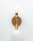 Double Sphere Disc Oak Mount Wall Light Sconce