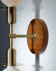 Double Sphere Disc Oak Mount Wall Light Sconce