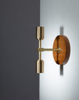 Double Sphere Oak Mount Wall Light Sconce