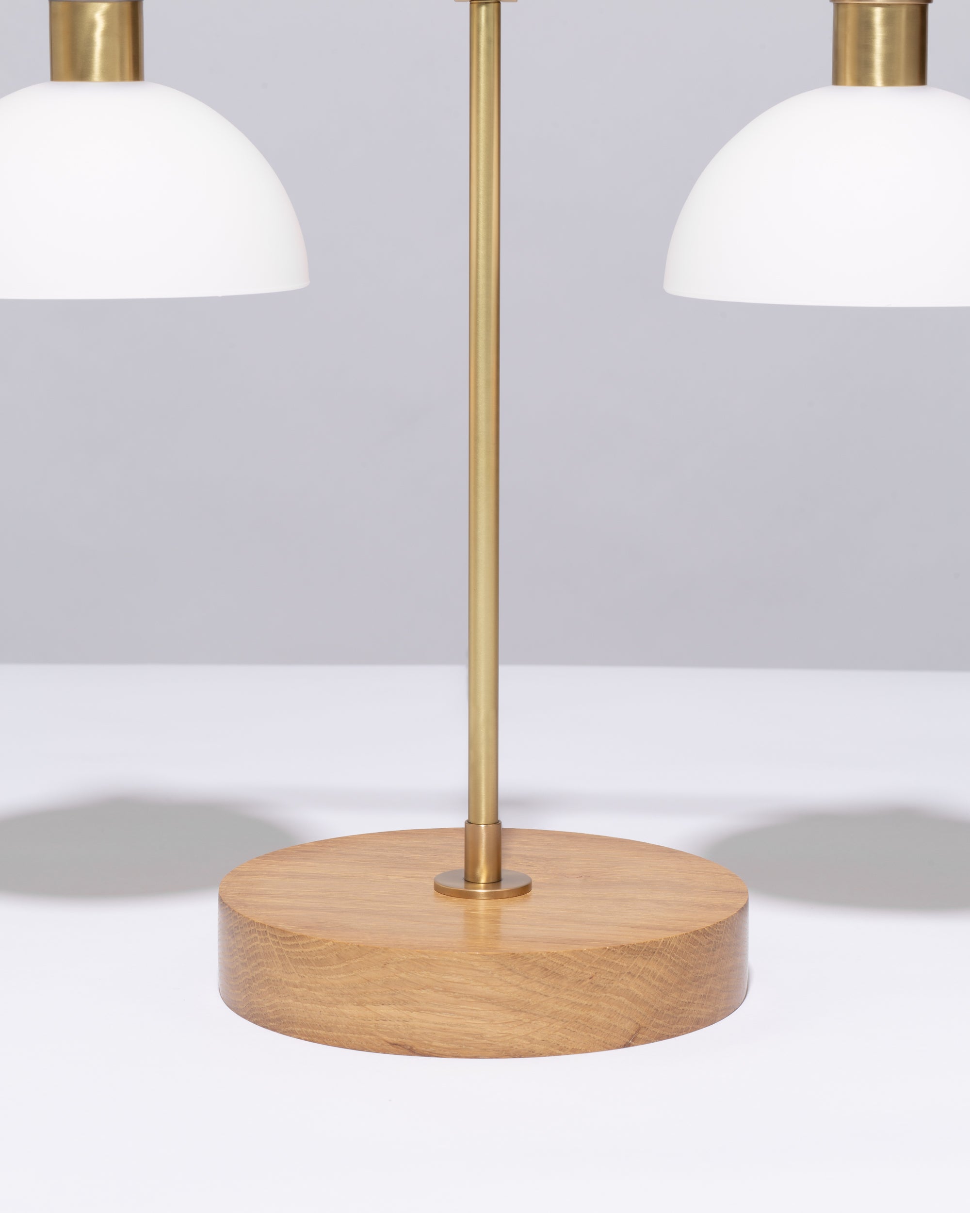 Double Matte Glass Dome Oak Table Lamp