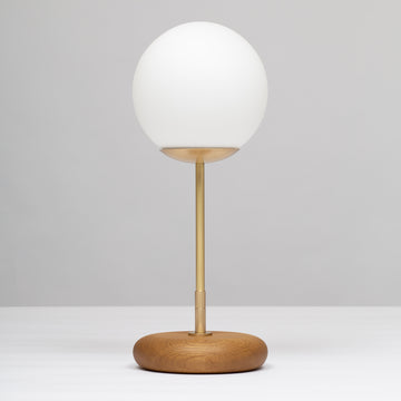 Globe Smoked Oak Pebble Table Lamp