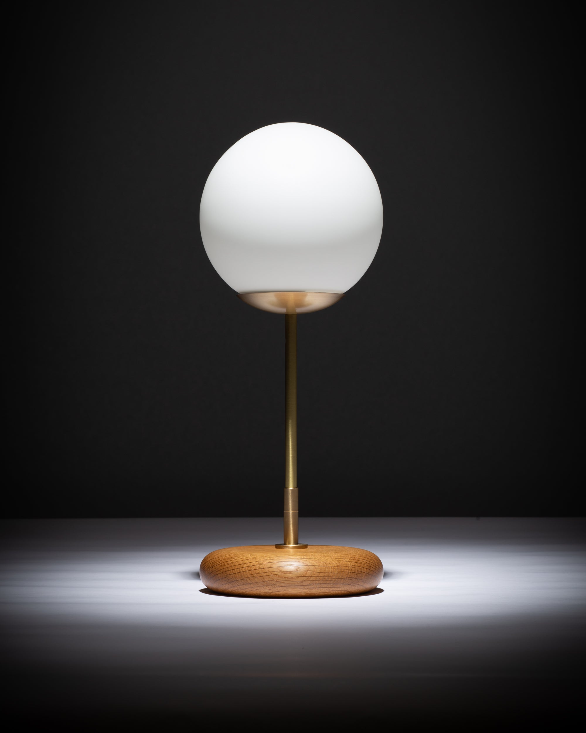 Globe Smoked Oak Pebble Table Lamp