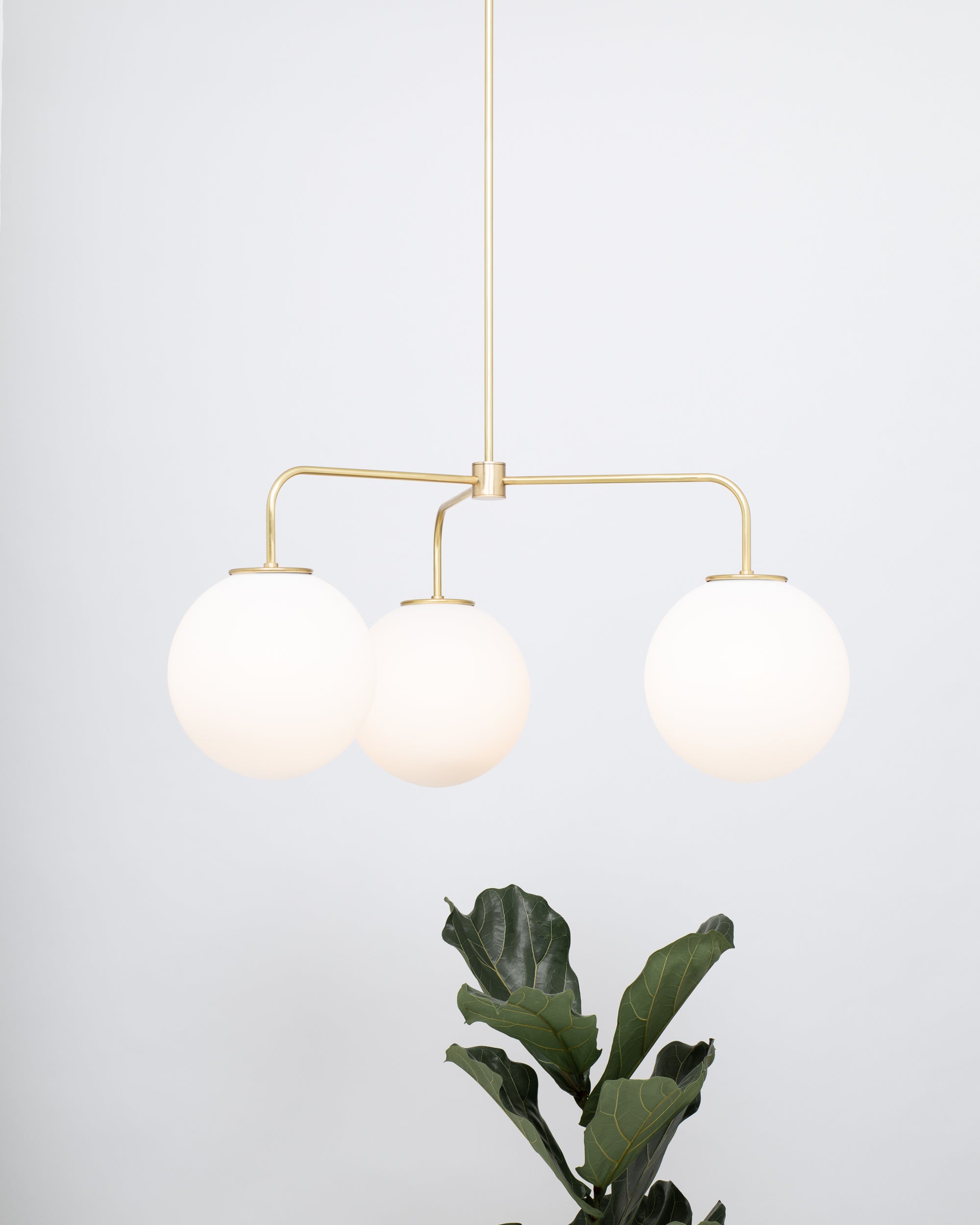 Large Matte Sphere Brass Pendant