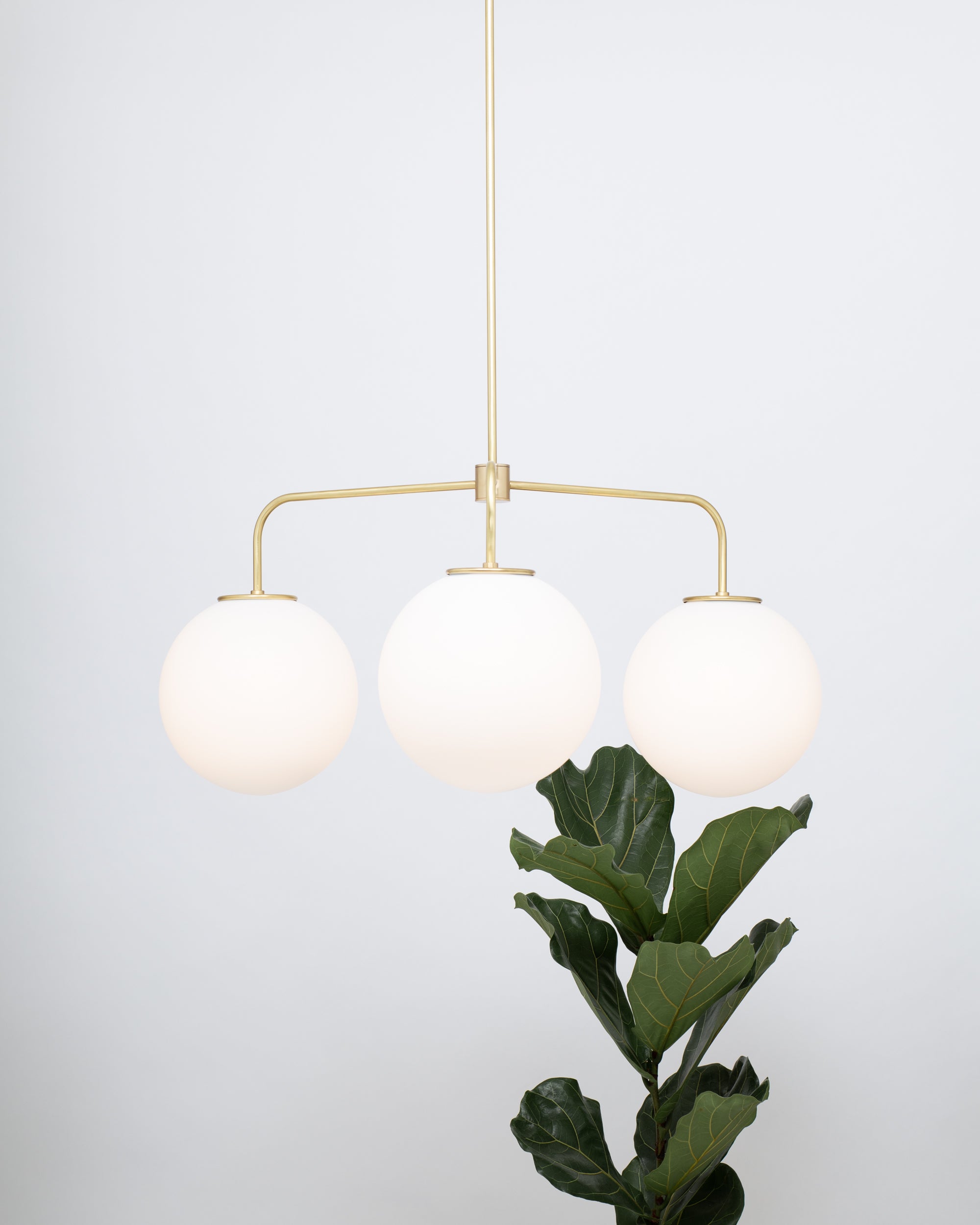 Large Matte Sphere Brass Pendant