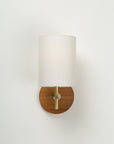 Linen Shade Oak Disc Wall Light Sconce